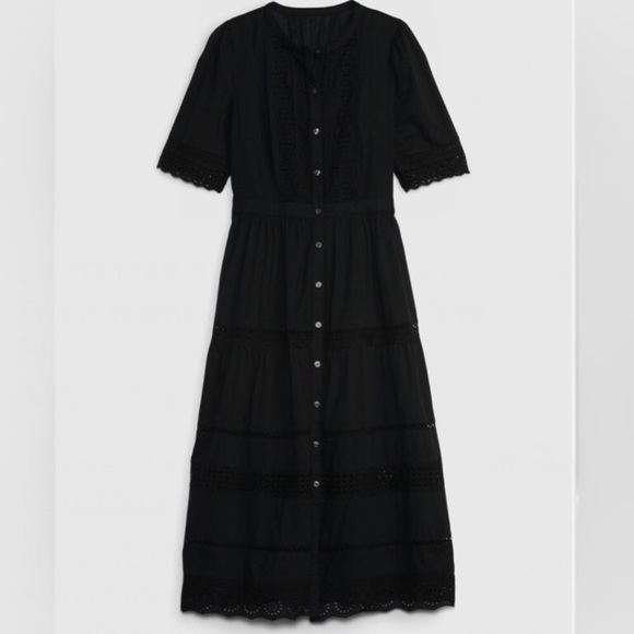 NWT! GAP Black Lace Button-Front Women's Midi Dress - Picture 6 of 6